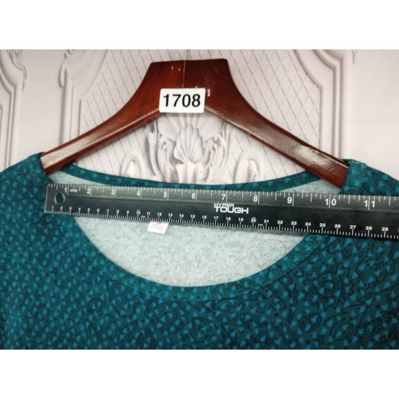 NWT LuLaRoe Dress SZ M Sheath Stretch Julia Style Turquoise 3/4 Sleeves Knee Len - Picture 11 of 16